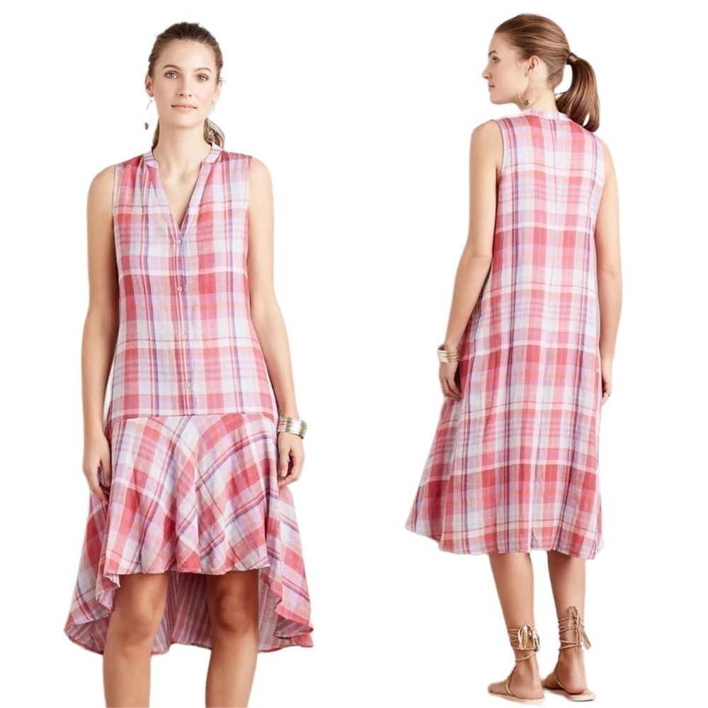Maeve by Anthropologie Plaid Pippa Swing Sleeveless Dress Size Small